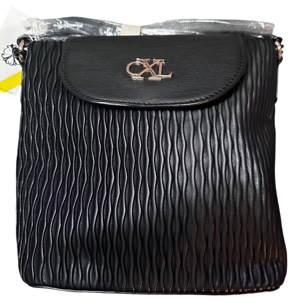 NWT CXL by Christian Lacroix Jardin Braided Handle Crossbody Purse Black